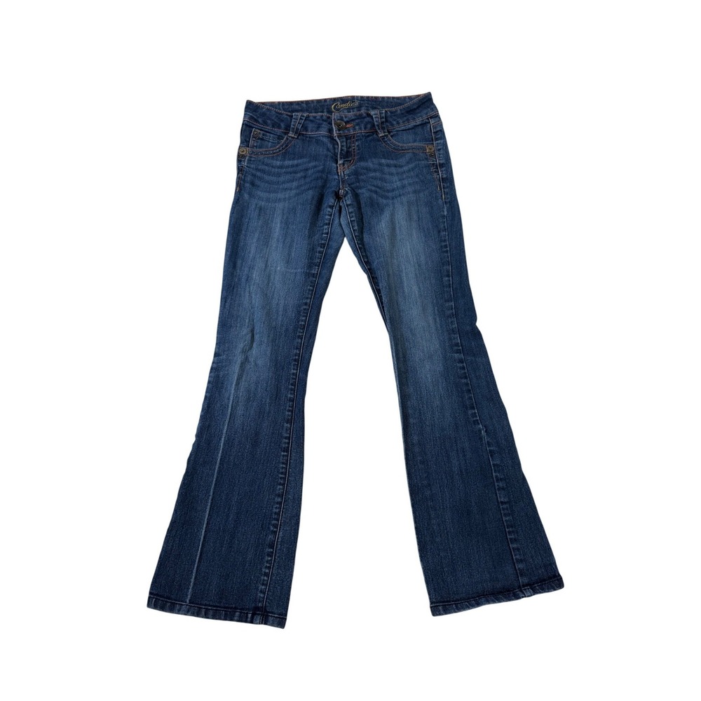 Candie's Y2K Low Rise Flare Jeans 7 Denim Embroidered 2000s Bell Bottom Retro